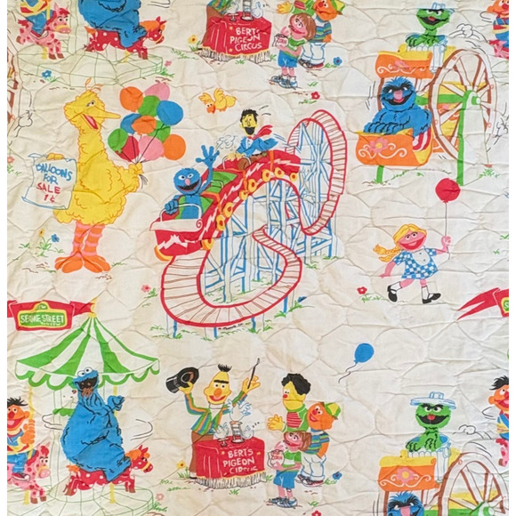 Sesame Street Full Size Bedspread Roller Coaster Fair 95